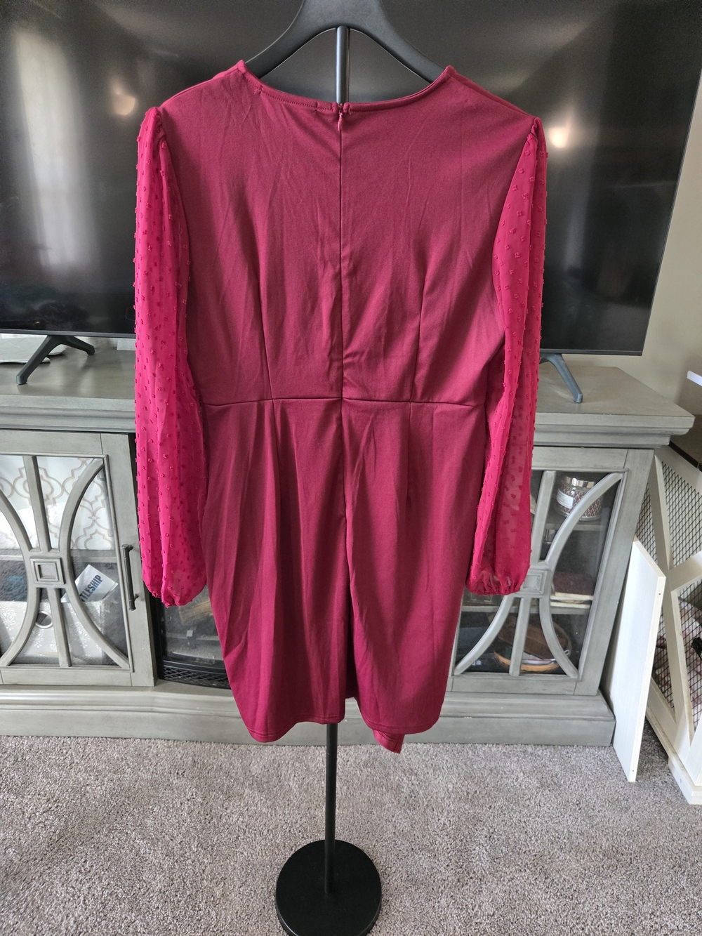 Jasambac Fuchsia Long-Sleeve Faux-Wrap Dress - Picture 5 of 5